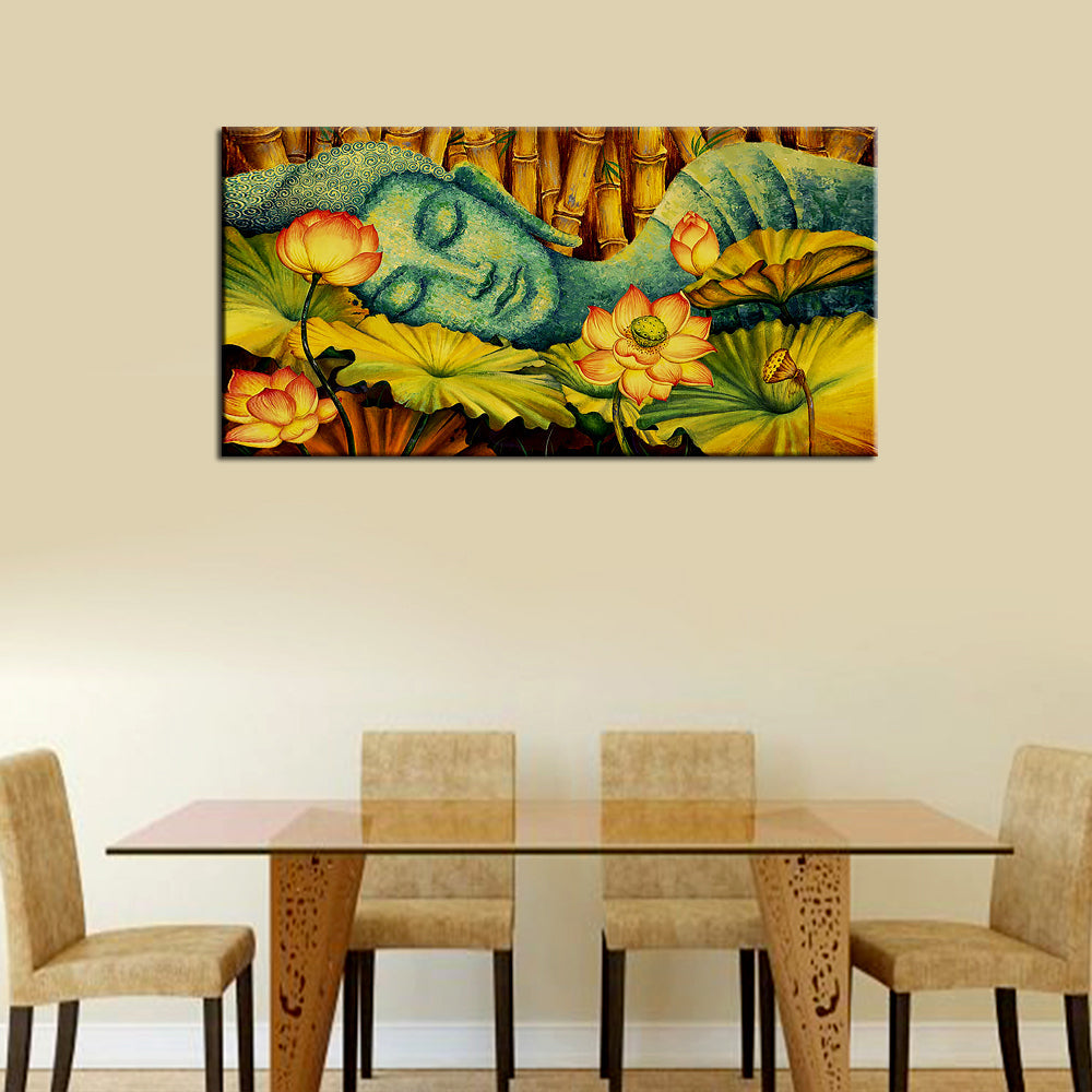 Buddha in Bamboo Forest Calming Vaastu Wall Canvas