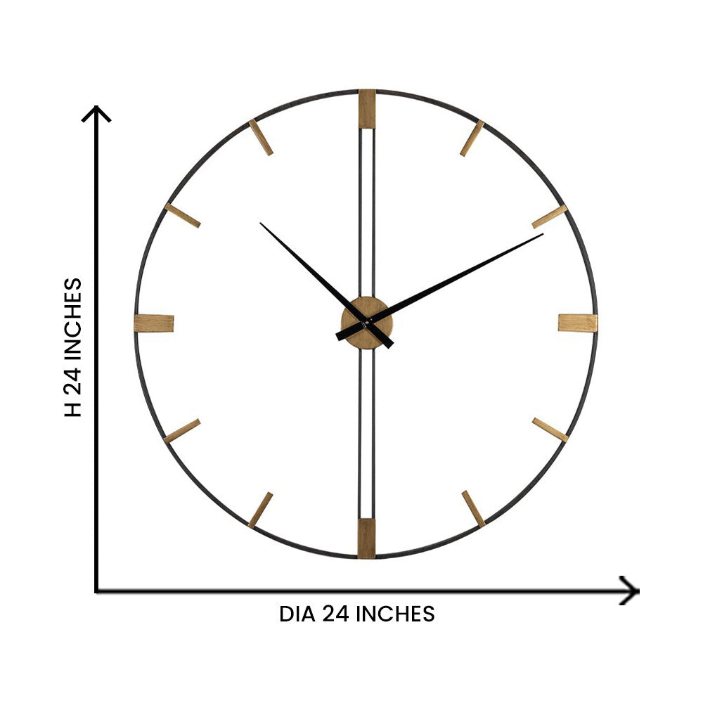 Black Round Style Metal Wall Clock