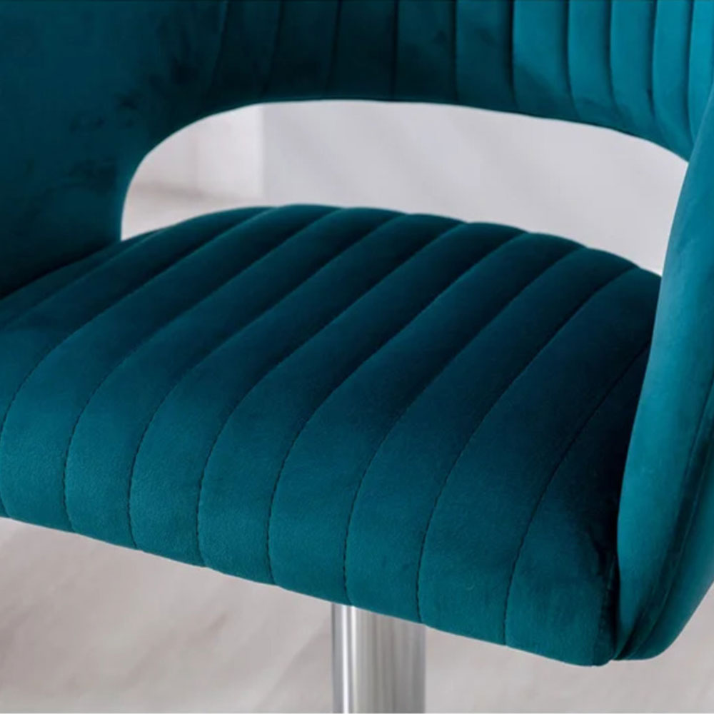 Emerald Plush Feel Velvet Adjustable Bar Stool