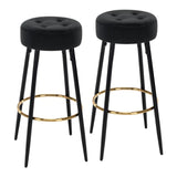 Plush Comfy Velvet Black Bar Stool / High Stool