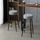 Plush Comfy Velvet Grey Bar Stool / High Stool