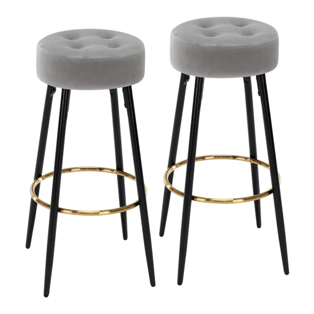 Plush Comfy Velvet Grey Bar Stool / High Stool