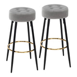 Plush Comfy Velvet Grey Bar Stool / High Stool