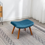 Tufted Curvy Long Back Sea Blue Lounge Chair With Ottoman