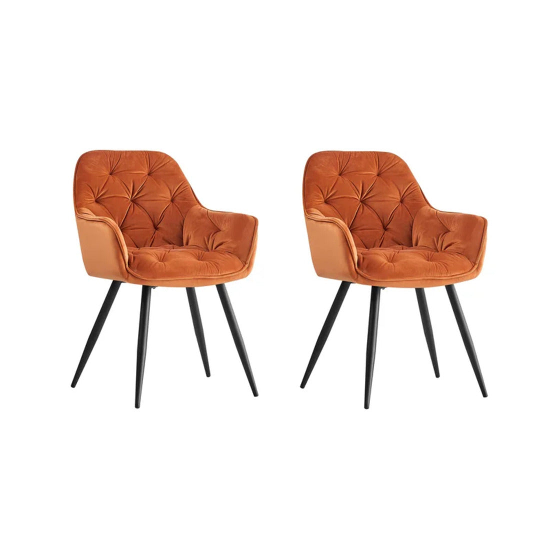 Rich Orange Comfy Padded Tufted Velvet Lounge Chair