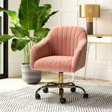 Refined Baby Pink Tufted Velvet Armchair With Golden Legs