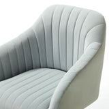 Refined Grey Tufted Velvet Armchair With Golden Legs