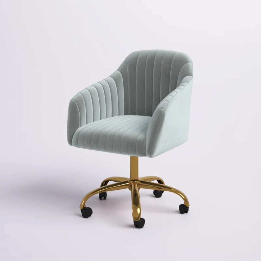 Refined Grey Tufted Velvet Armchair With Golden Legs