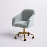 Refined Grey Tufted Velvet Armchair With Golden Legs