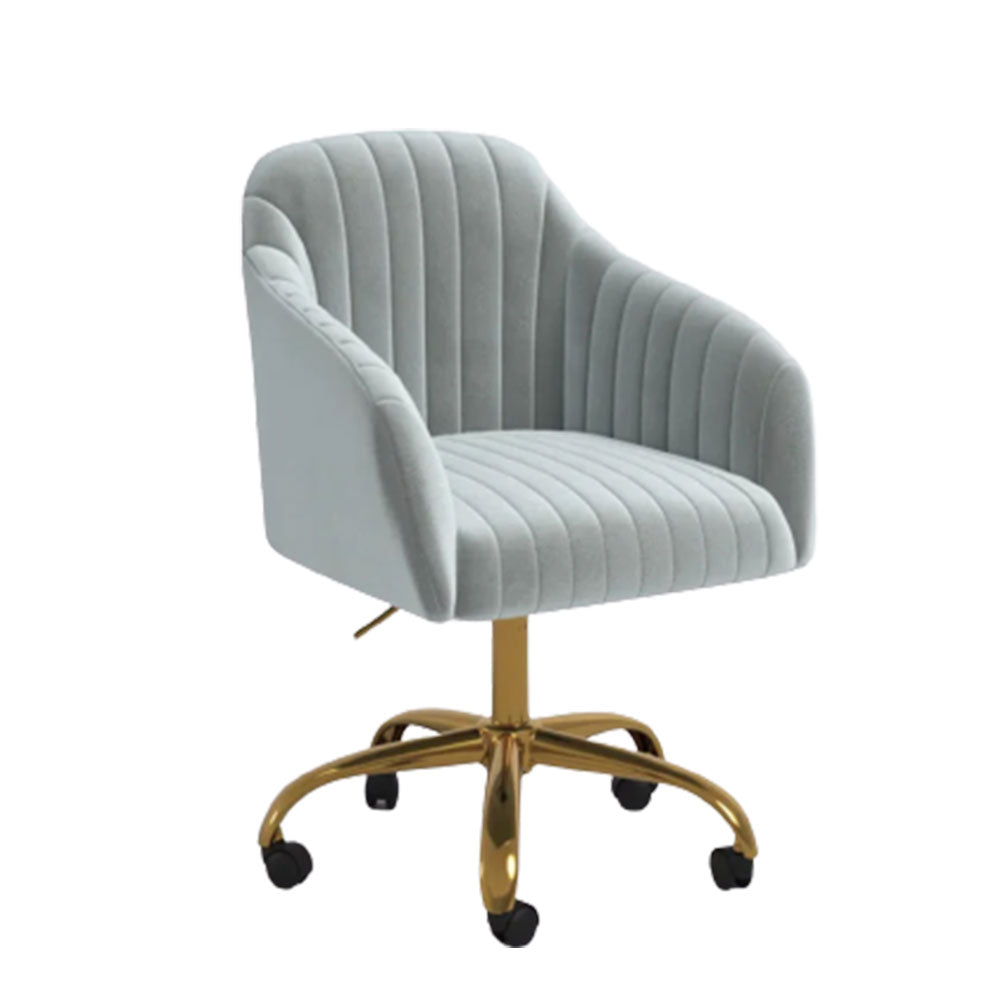 Refined Grey Tufted Velvet Armchair With Golden Legs