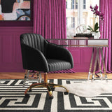 Refined Black Tufted Velvet Armchair With Golden Legs