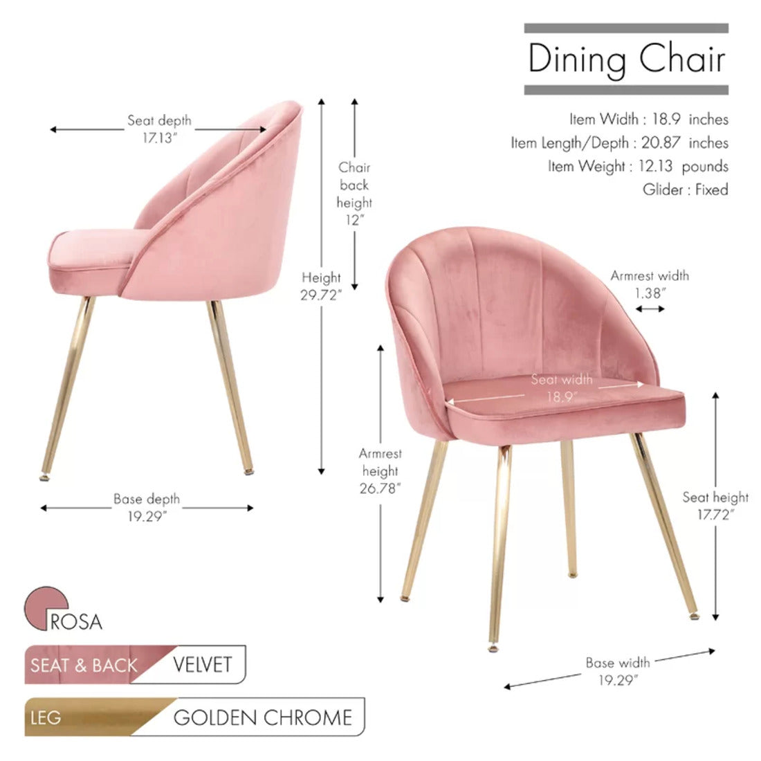 Golden Legged Luxury Pink Velvet Accent Chair