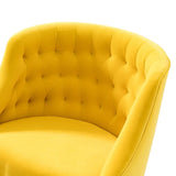 Velvet Clemence Yellow Task Chairs/Study Chair/Office Chair for Study Room, Office, Swivel Armchair with Gold Base