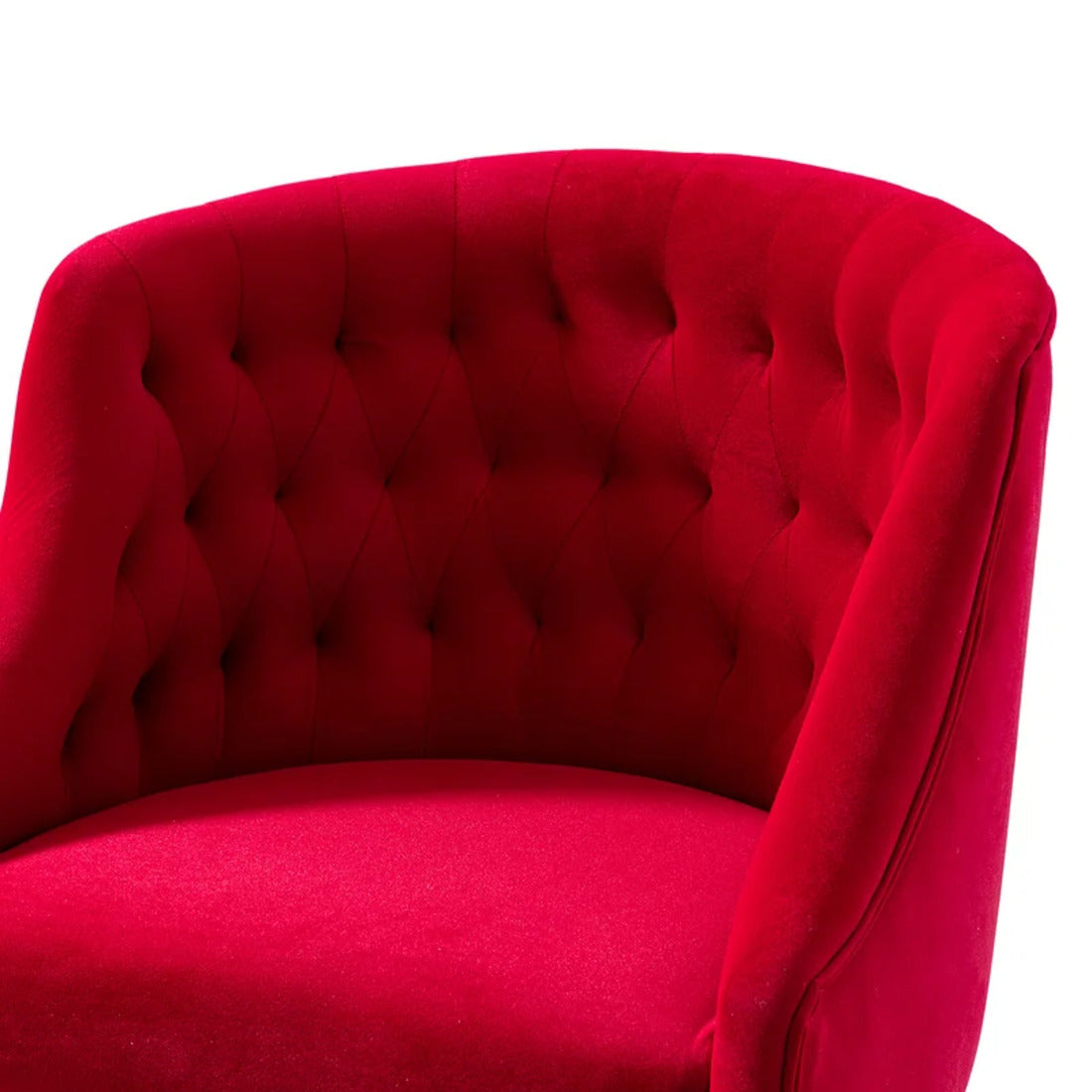 Velvet Clemence Red Task Chairs/Study Chair/Office Chair for Study Room, Office, Swivel Armchair with Gold Base