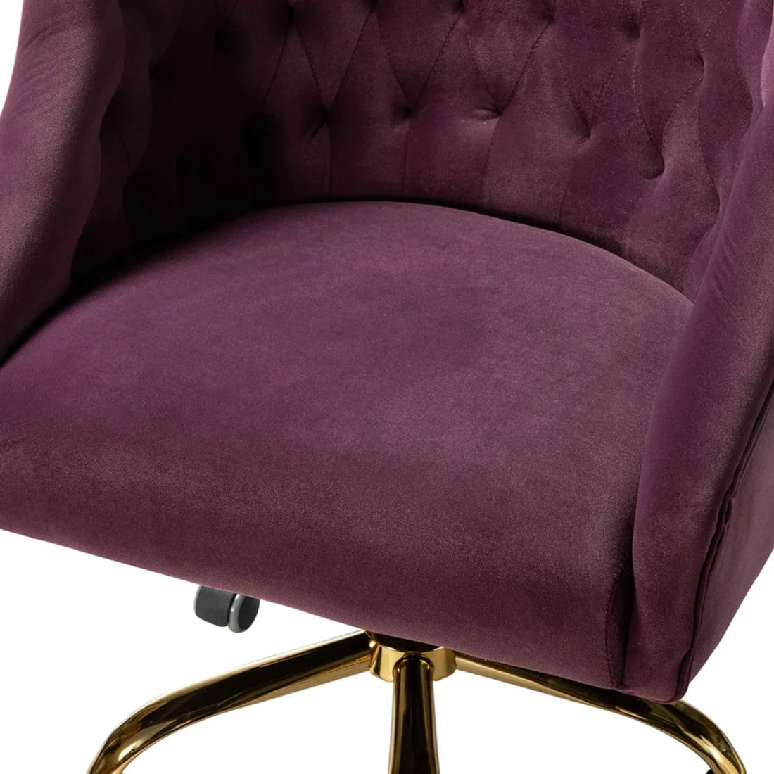 Velvet Clemence Purple Task Chairs/Study Chair/Office Chair for Study Room, Office, Swivel Armchair with Gold Base