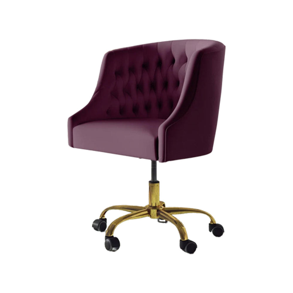Velvet Clemence Purple Task Chairs/Study Chair/Office Chair for Study Room, Office, Swivel Armchair with Gold Base