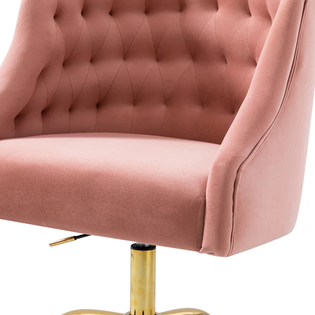 Velvet Clemence Pink Task Chairs/Study Chair/Office Chair for Study Room, Office, Swivel Armchair with Gold Base