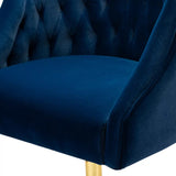Velvet Clemence Blue Task Chairs/Study Chair/Office Chair for Study Room, Office, Swivel Armchair with Gold Base
