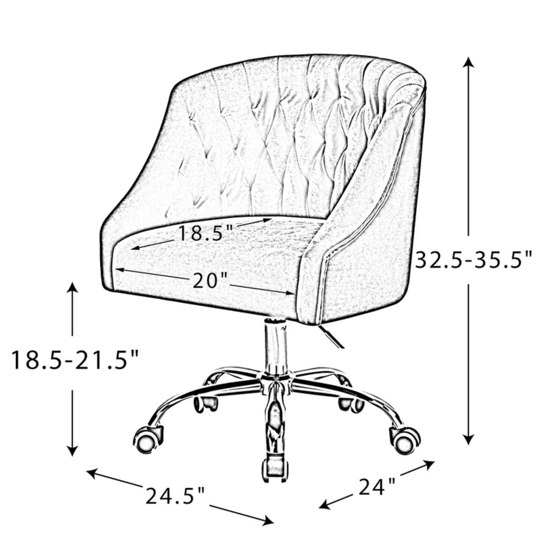Velvet Clemence Blue Task Chairs/Study Chair/Office Chair for Study Room, Office, Swivel Armchair with Gold Base