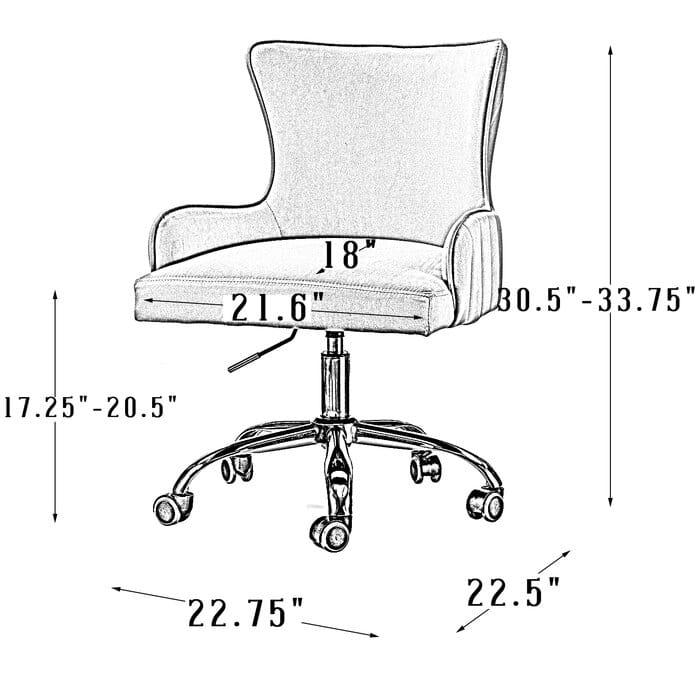 Velvet Clemence Royal Blue Task Chairs/Study Chair/Office Chair for Study Room, Office, Swivel Armchair with Gold Base