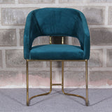 Luxe Blue Comfort Seating Velvet & Iron Dining Chair