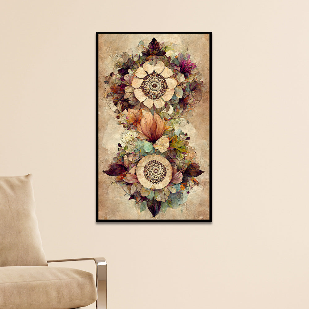 Vintage Floral Wall Painting Rustic Botanical Flower Canvas Wall Painting