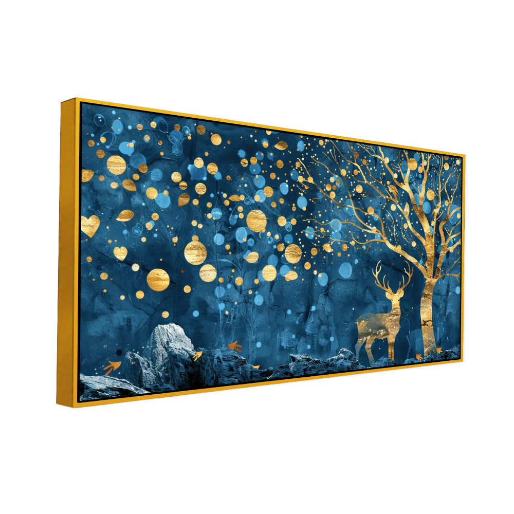 Radiant Wilderness Floral Deer Canvas Wall Painting