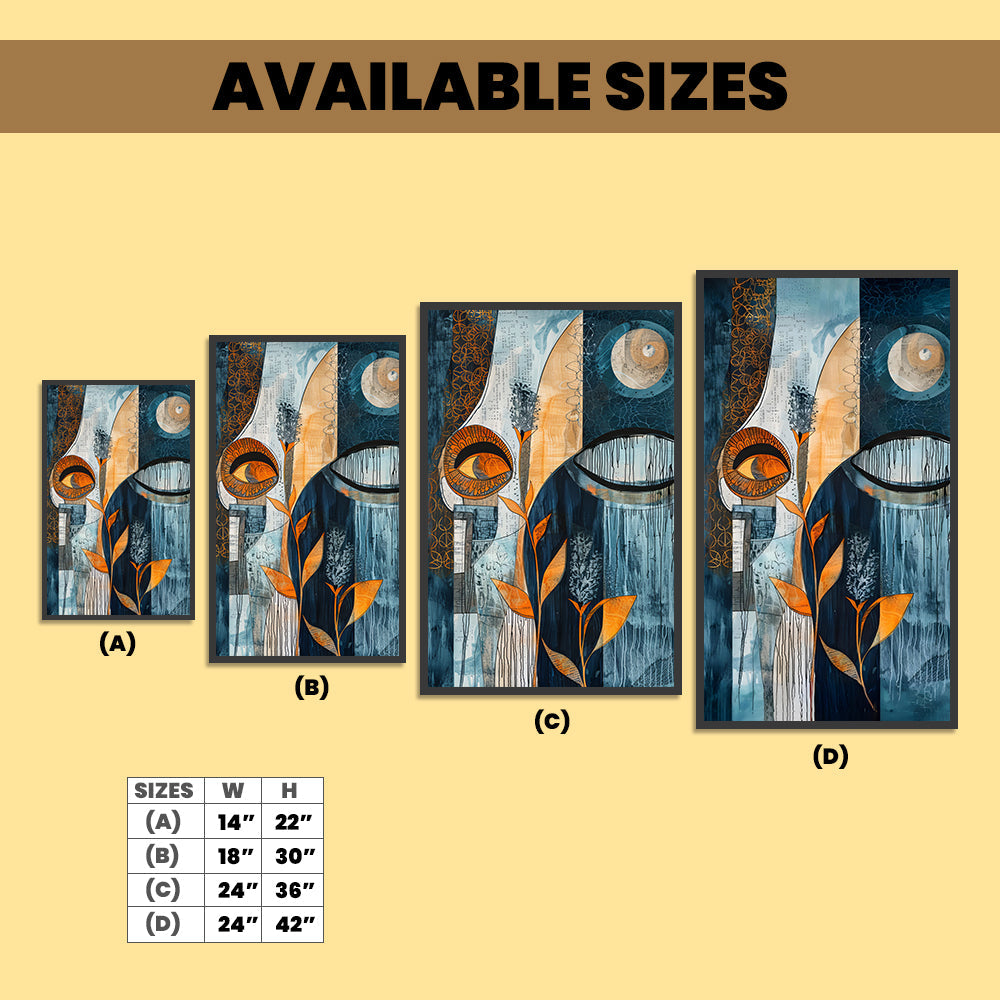 Blue and Brown Modern Abstract Floating Frame Canvas Wall Painting