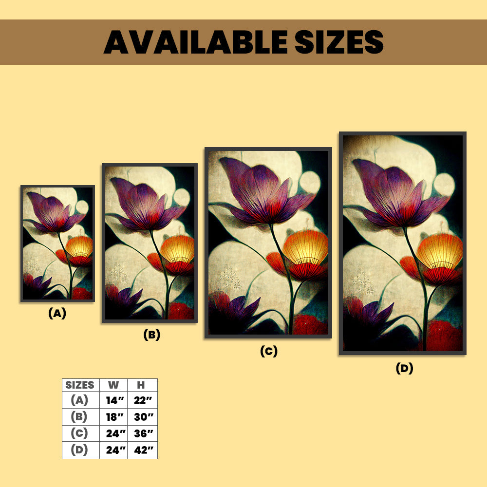 Digital Printed Purple and Gold Floral Canvas Wall Painting