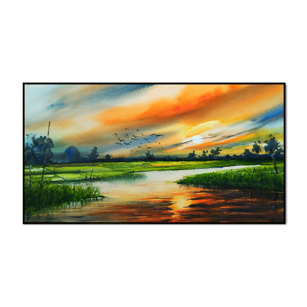 Lake Reflection Stunning Nature Canvas Wall Painting for Home and Office Décor