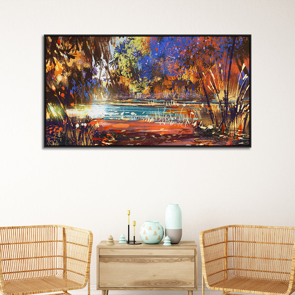 Beautiful Modern Abstract Nature's Embrace Canvas Wall Painting with Frame