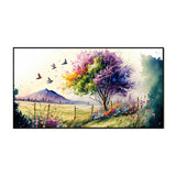Panoramic Blooming Trees Multicolor Nature Landscape Canvas Wall Painting