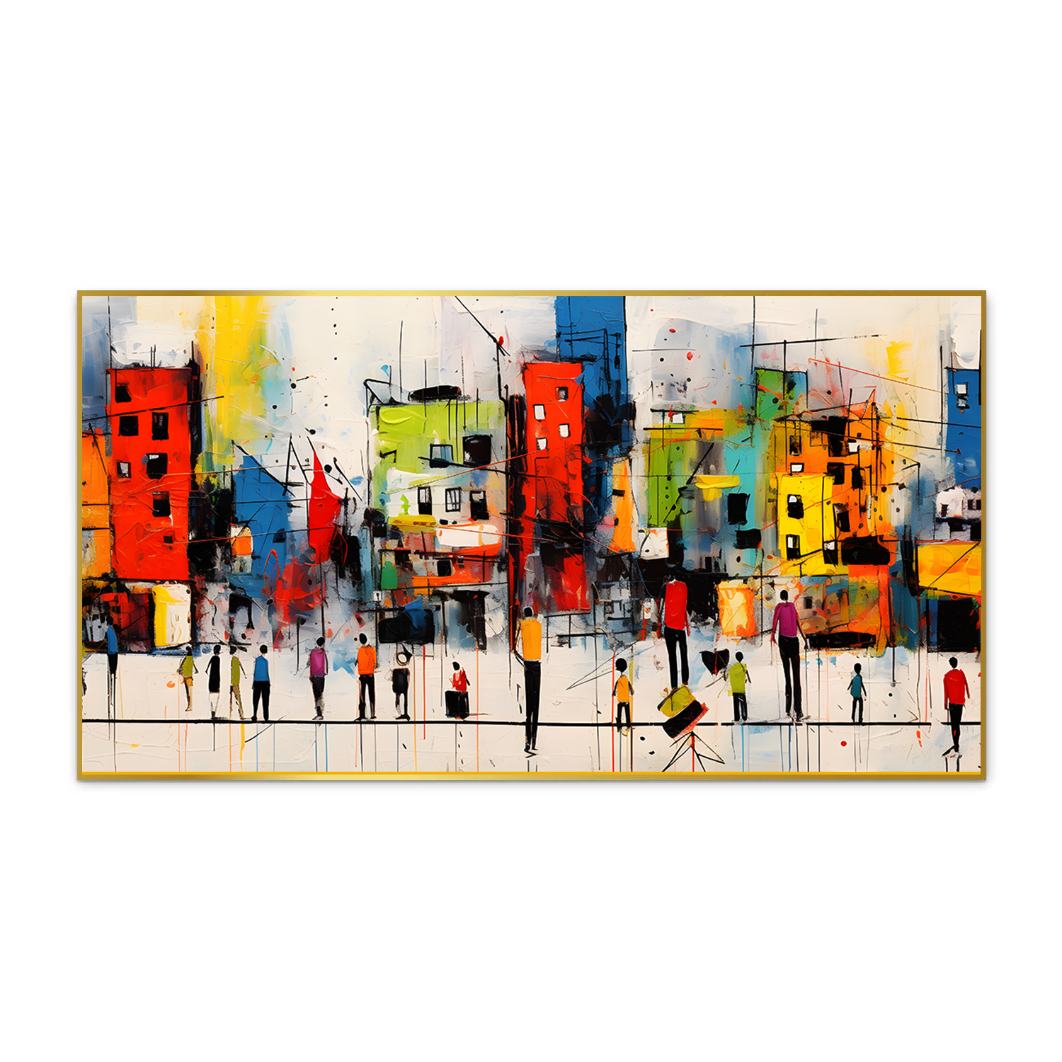 Figurative Community People Movement Concept in the City Canvas Wall Painting