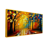 Autumn Alley with Trees Yellow and Orange Leaves Beautiful Canvas Wall Painting