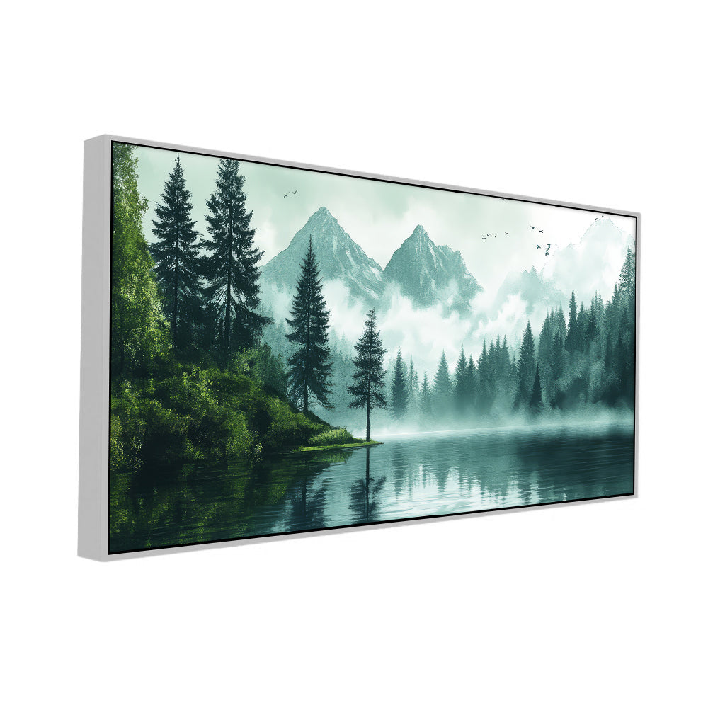 Foggy Pine Forest Misty Nature Landscape Canvas Wall Painting