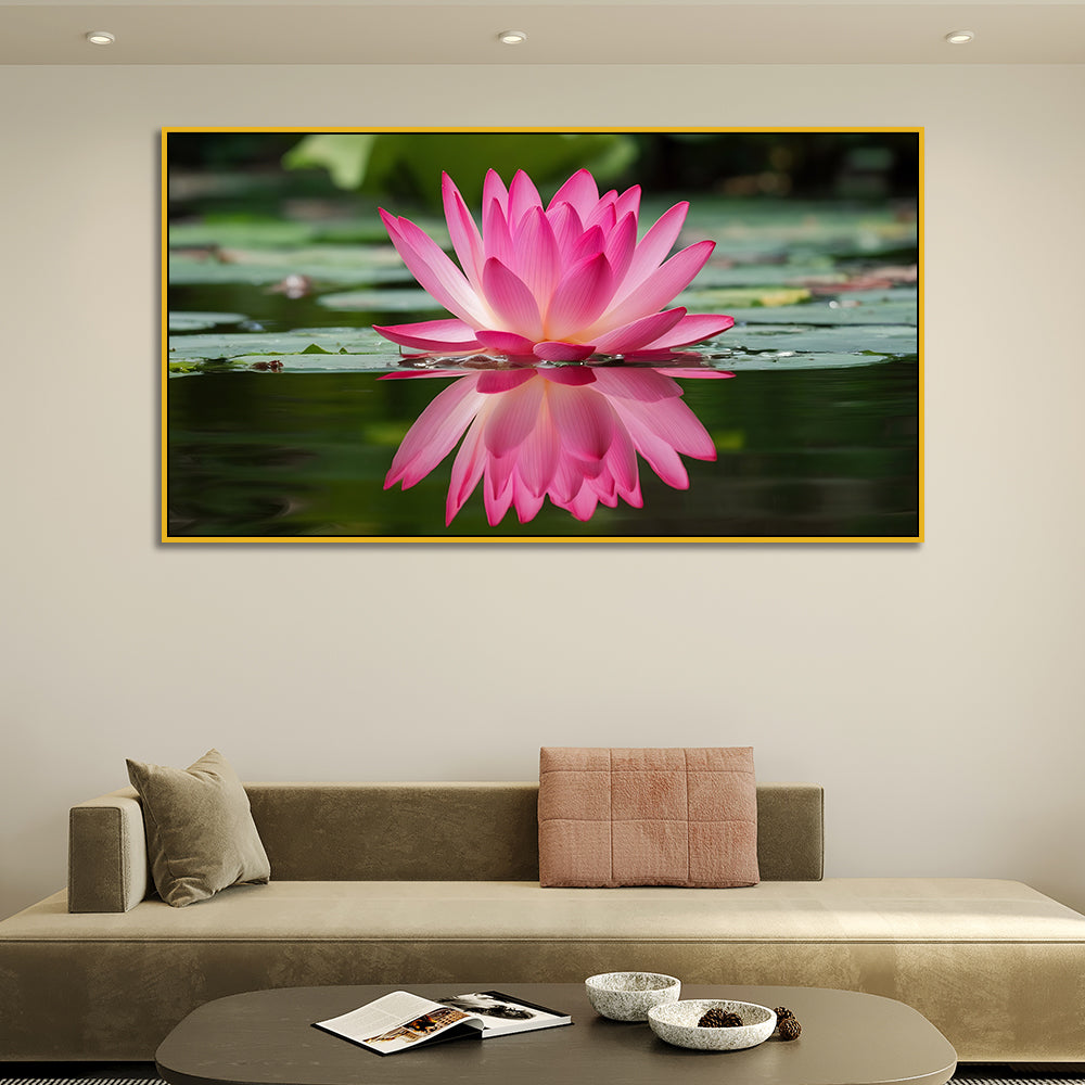 Tranquil Pink Water Lily Lotus Canvas Wall Painting for Wall Décor