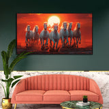 Elegant 7 Running Horses Digital Printed Canvas Wall Painting