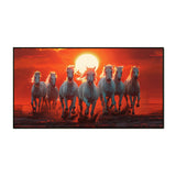 Elegant 7 Running Horses Digital Printed Canvas Wall Painting