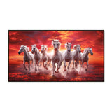 Vastu 7 Running Horses Canvas Wall Painting with Floating Frame