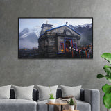 Beautiful Canvas Painting of  Devotional Himalayan Shrine Kedarnath temple