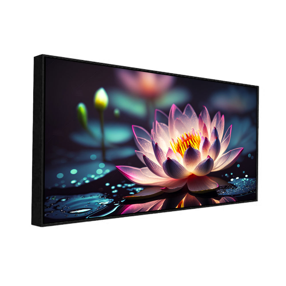 Large Pink Lotus Flower Floating on Water Canvas Wall Painting