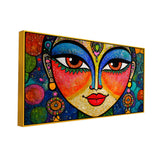 Madhubani Style Mosaic Art Floating Framed Abstract Canvas Wall Painting