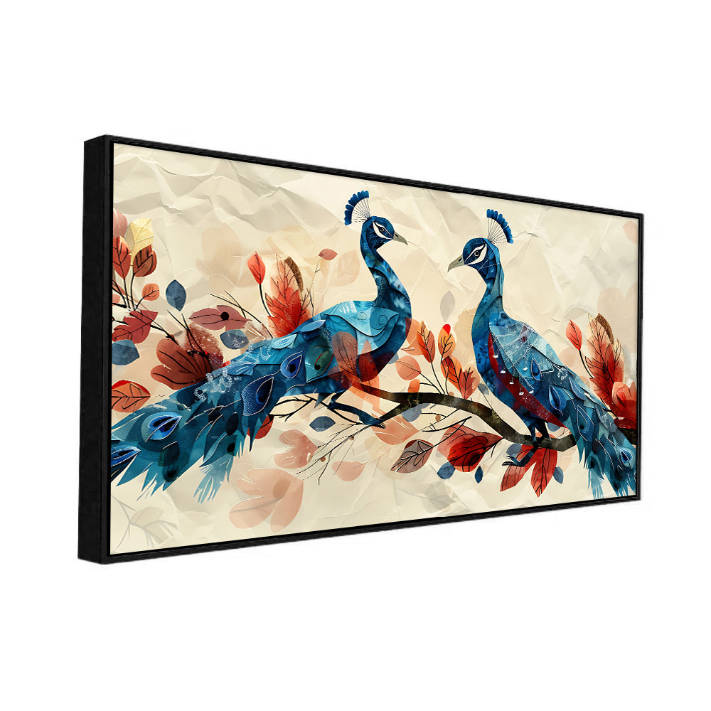 Peacock Pair Vastu Canvas Wall Painting for Home and Office Décor
