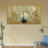 Peacock with Gold Accents Vastu Canvas Wall Painting