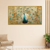 Peacock with Gold Accents Vastu Canvas Wall Painting