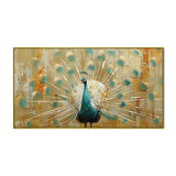 Peacock with Gold Accents Vastu Canvas Wall Painting