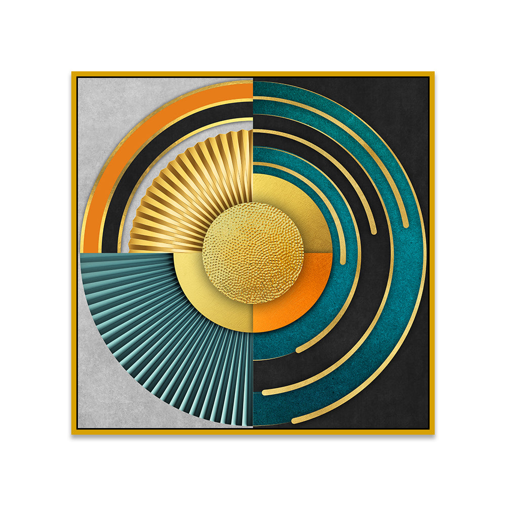 Modern Abstract Geometric 3D Textured Circle Design Canvas Wall Painting