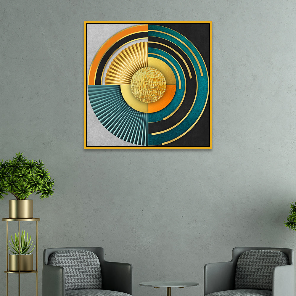 Modern Abstract Geometric 3D Textured Circle Design Canvas Wall Painting