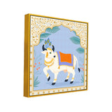 Divine Nandi Cow Traditional Indian Pichwai Style Canvas Wall Painting