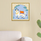 Divine Nandi Cow Traditional Indian Pichwai Style Canvas Wall Painting